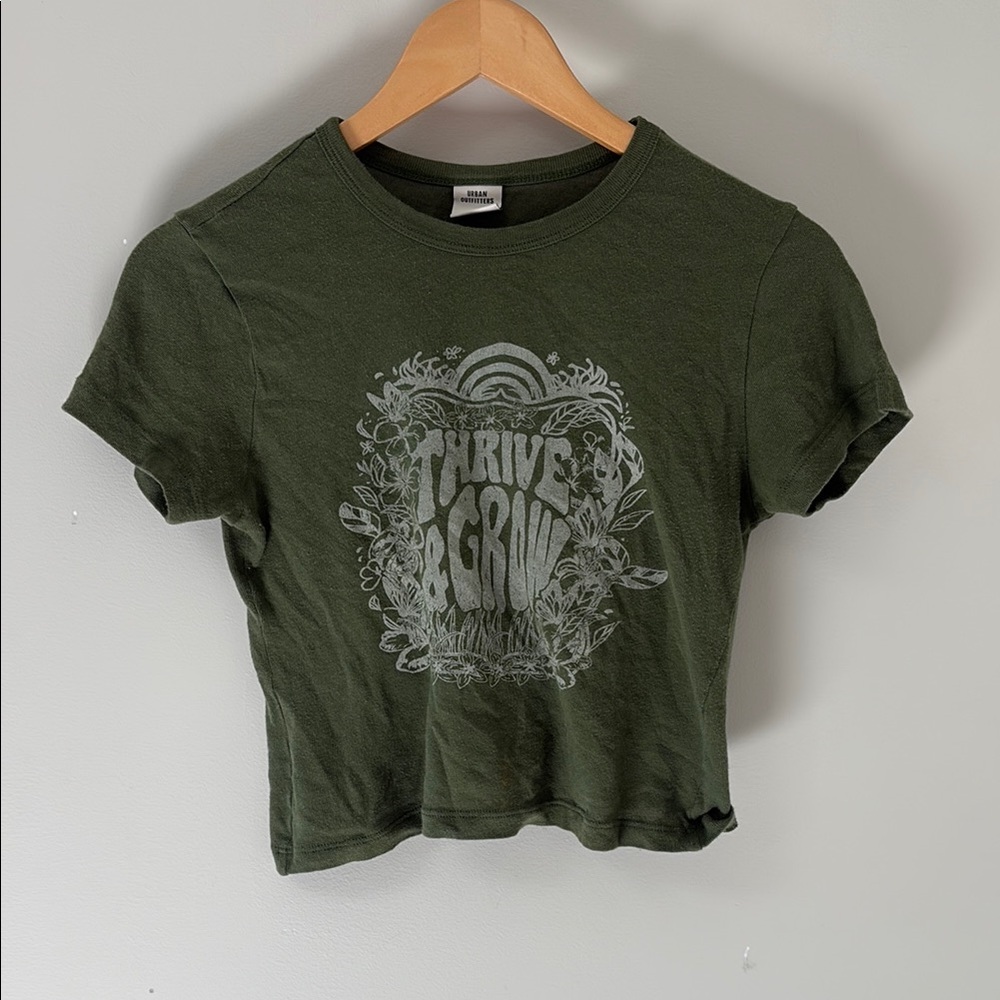 Urban Outfitters Green Graphic Crop T-Shirt